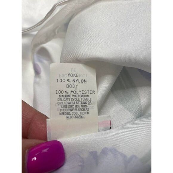 Avon Style White Floral Sleeveless Satin Night Gown Sz Small NEW - Picture 7 of 8